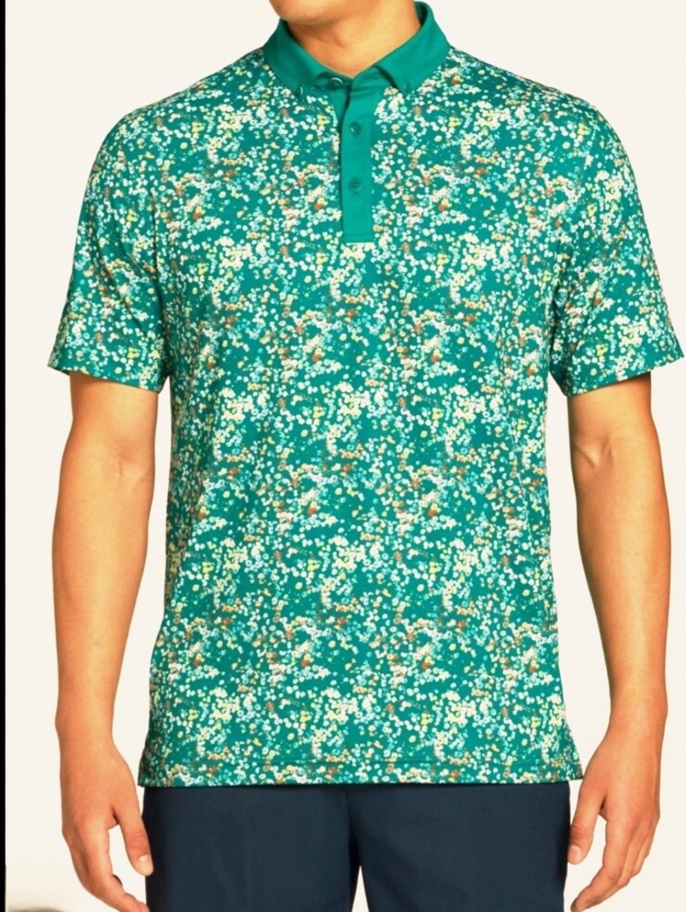 Walter Hagen Performance 11 Polo Shirt Mens 2XL Green Floral All Over Print Golf